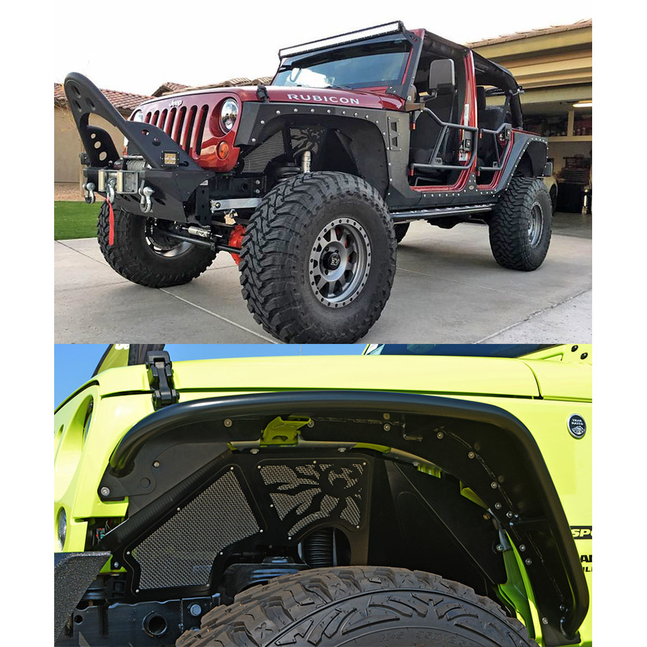 07-17y ジープ ラングラー JK インナーフェンダーキット フロント ブラック ポイズンスパイダー SEMA FROM USA｜キャルウイング  パーツセンター