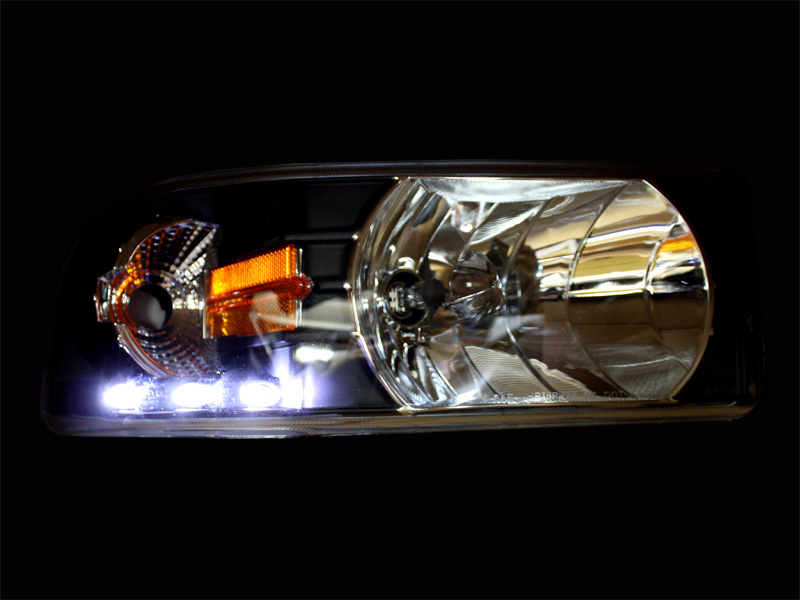 ダッジ ラムピックアップ ラムトラック LEDヘッドライト ブラック アンバーリフレクター '94〜'02y【アメ車パーツ】 [キャルウイング