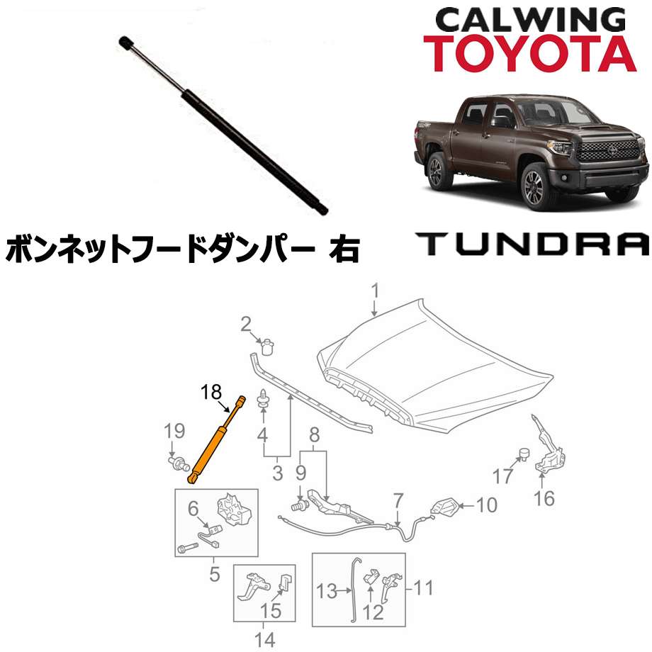 07-18y タンドラ ボンネットフードダンパー 右 TOYOTA純正品｜キャルウイング パーツセンター