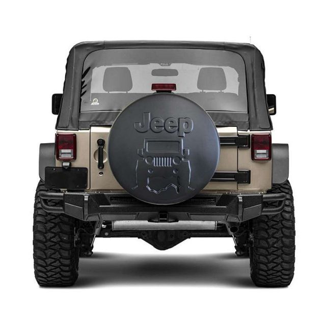0718y ジープ ラングラー JK スペアタイヤカバー JEEPロゴ&ジープ ラングラー ハードシェル 255/75R17&255